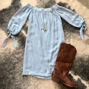 Off-the-shoulder chambray dress NWT